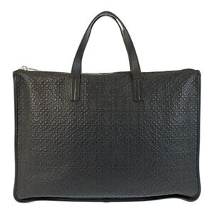 LOEWE Repeat Anagram Black Leather Business Bag with Silver Hardware, Briefca...